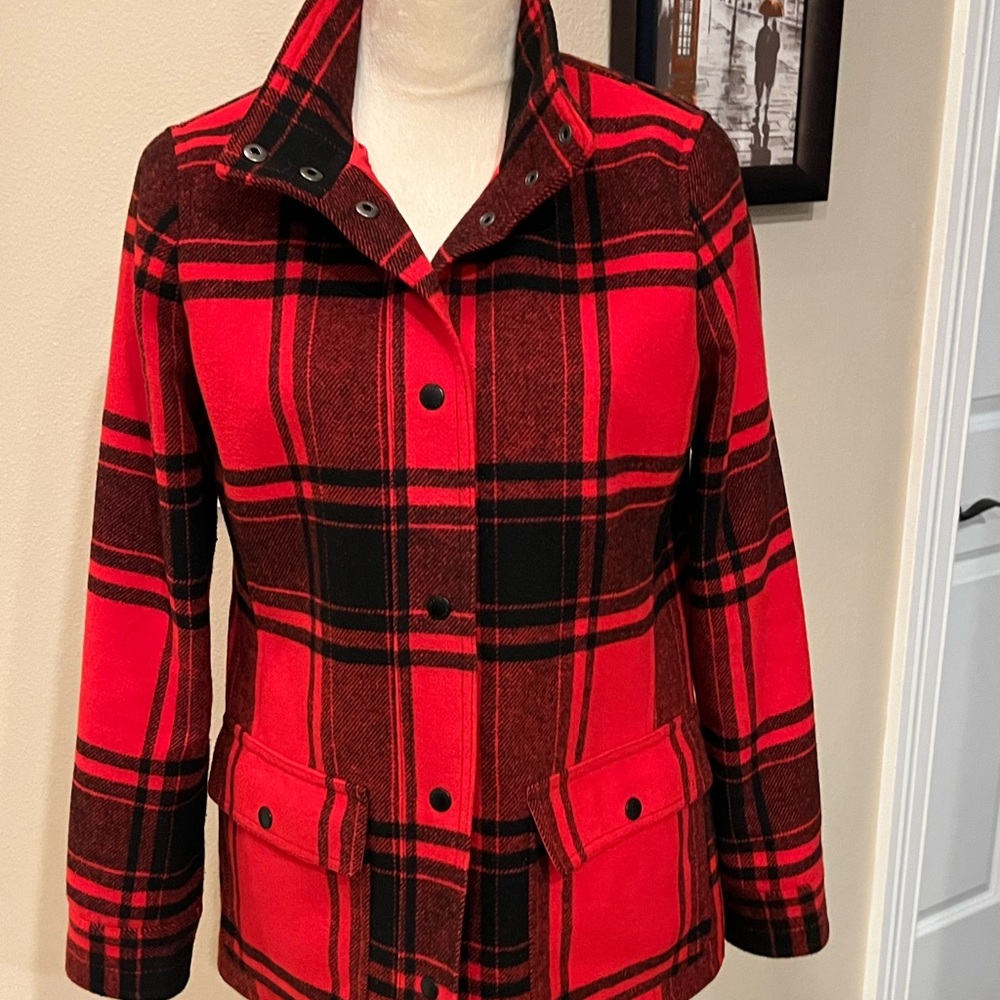 Talbots Red and Black Classic Plaid Jacket